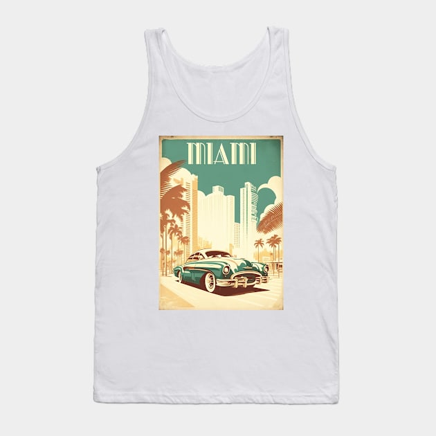 Miami Vintage Travel Art Poster Tank Top by OldTravelArt